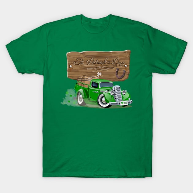 Saint Patrick's vintage cartoon truck T-Shirt by Mechanik